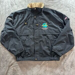 Vintage NASA Lockheed Martin Jacket Men 2XL Black Windbreaker Space Shuttle Moon